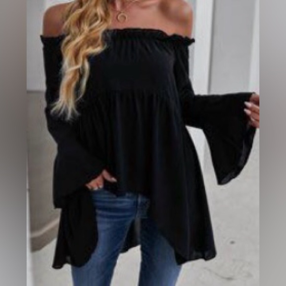 Elegant Black Off-Shoulder Women's Top